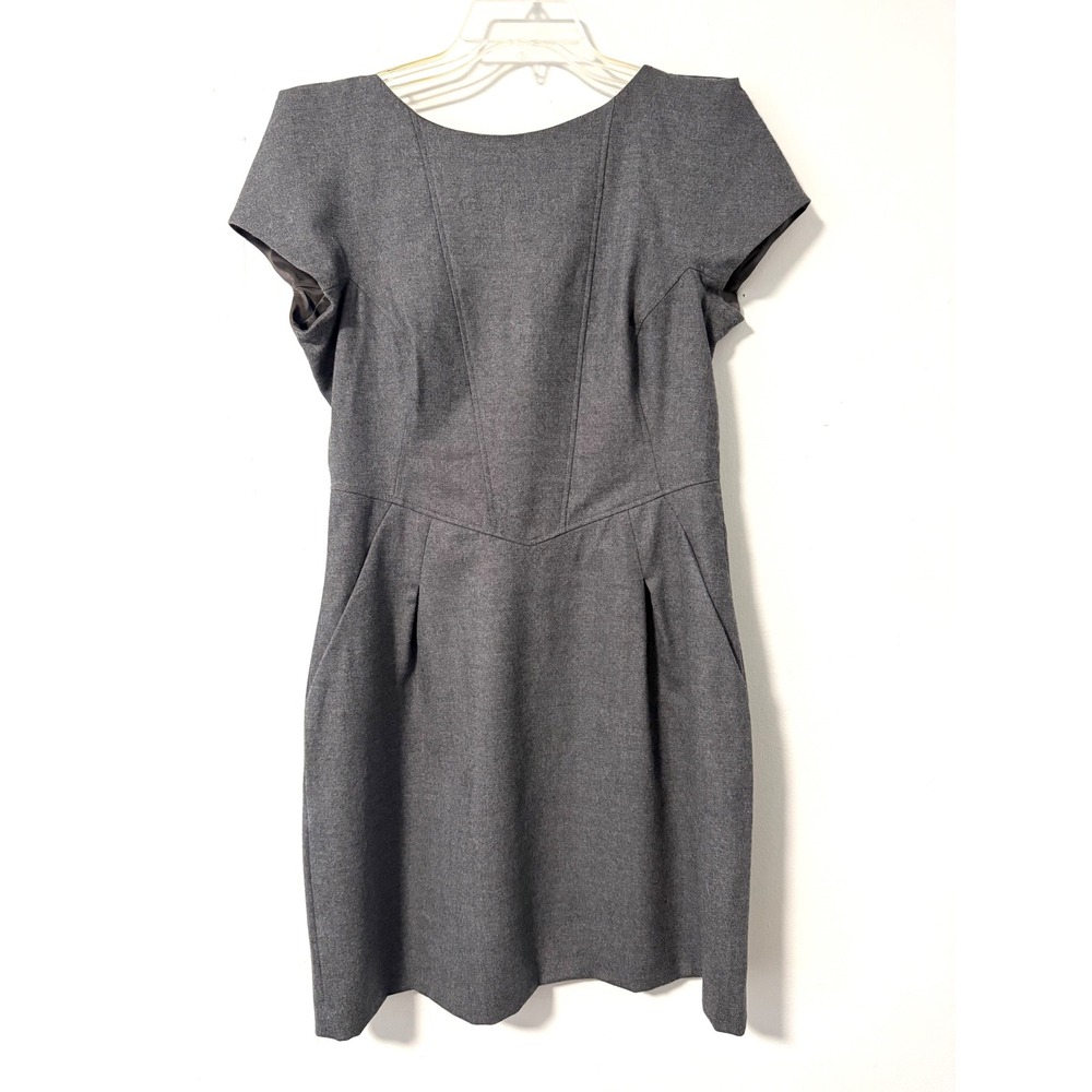 Ted Baker London Kyley Grey Virgin Wool Sheath Dress Pockets Size 4